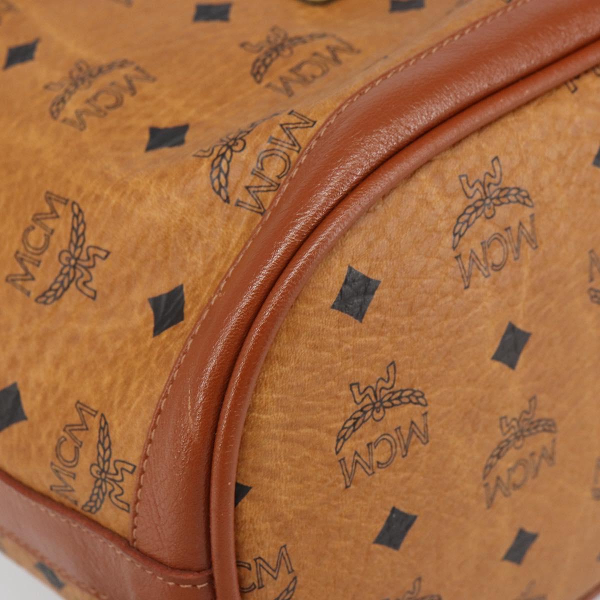 MCM Vicetos Logogram Shoulder Bag PVC Leather Brown Gold Auth gh1650