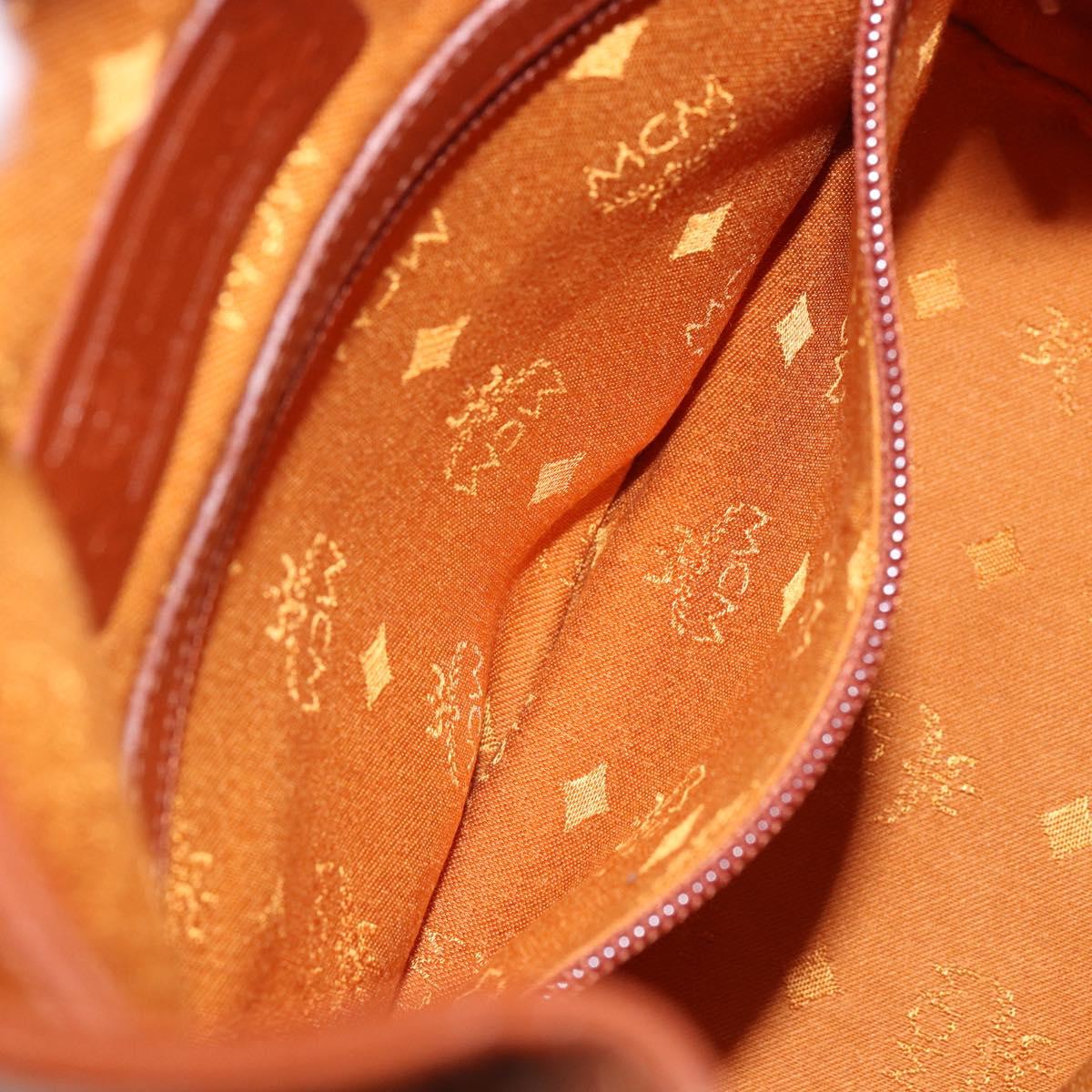 MCM Vicetos Logogram Shoulder Bag PVC Leather Brown Gold Auth gh1650