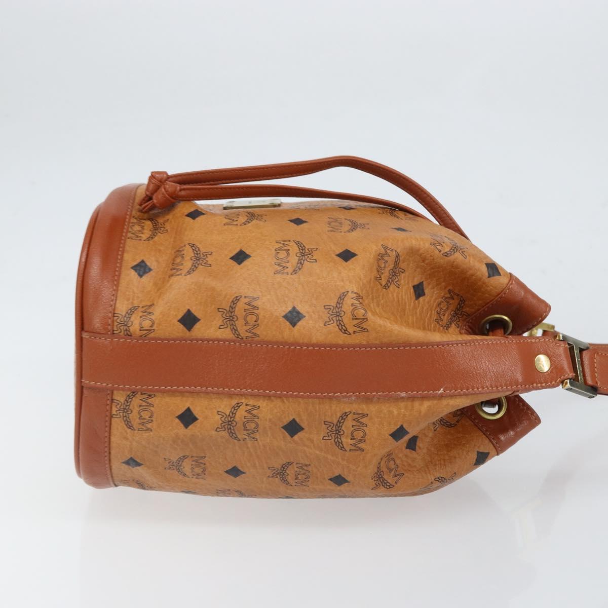 MCM Vicetos Logogram Shoulder Bag PVC Leather Brown Gold Auth gh1650