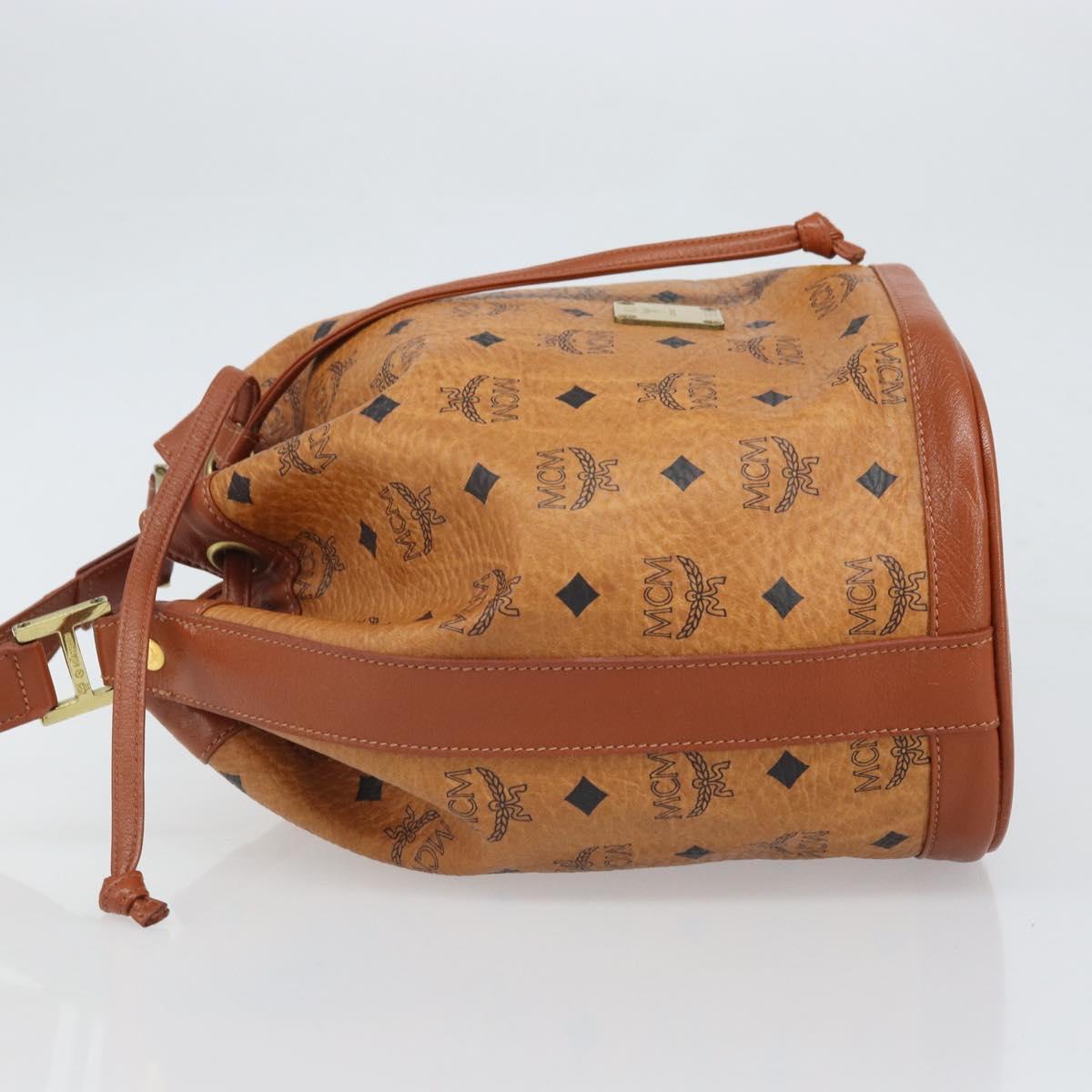 MCM Vicetos Logogram Shoulder Bag PVC Leather Brown Gold Auth gh1650