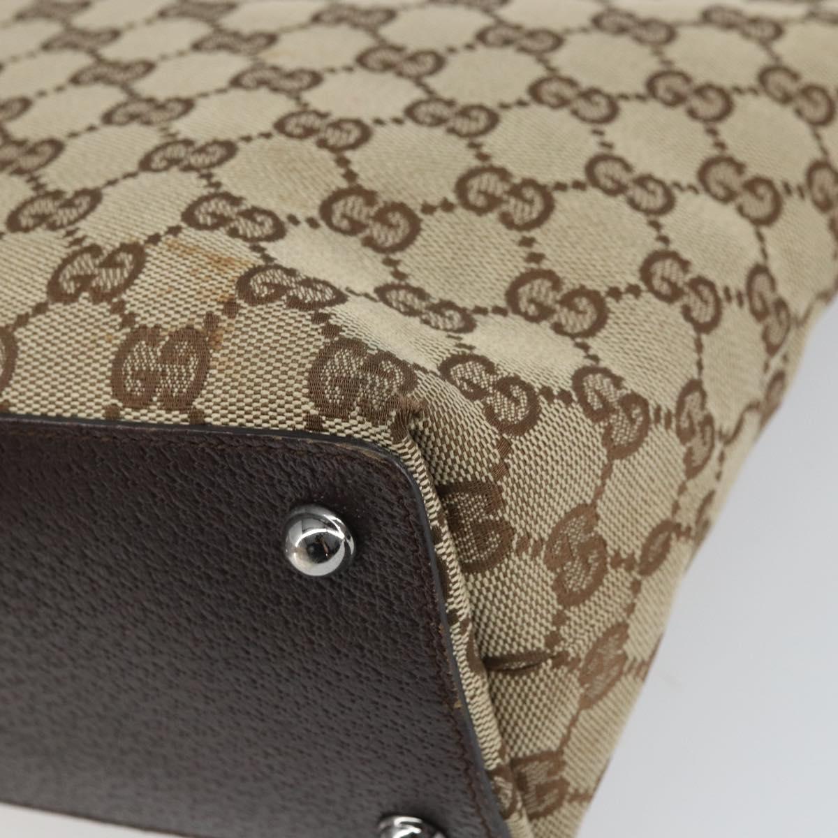 GUCCI GG Canvas Tote Bag Beige Silver 120840 Auth gh1653