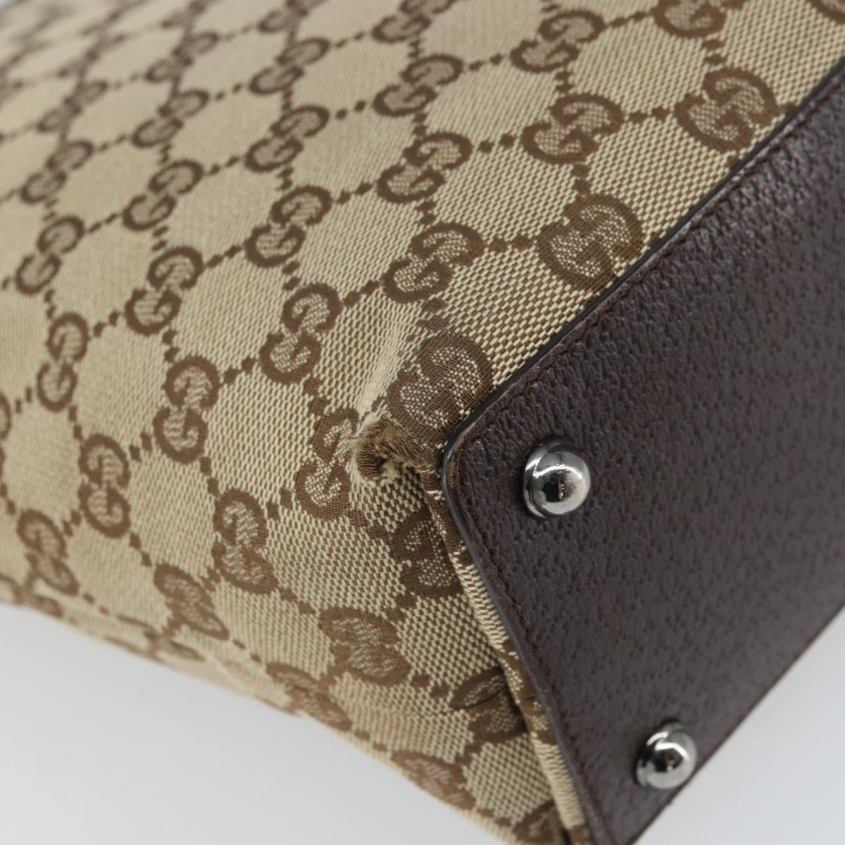 GUCCI GG Canvas Tote Bag Beige Silver 120840 Auth gh1653