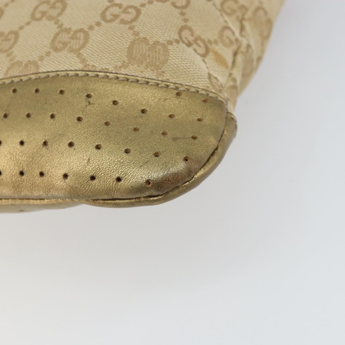 GUCCI GG Canvas Shoulder Bag Beige Gold 145857 Auth gh1654