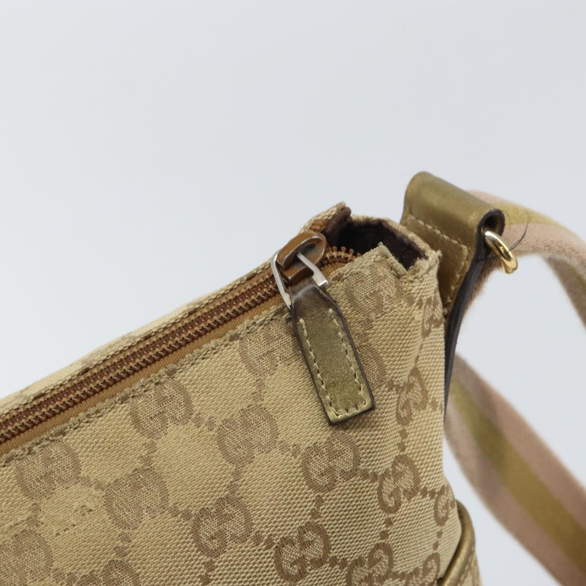 GUCCI GG Canvas Shoulder Bag Beige Gold 145857 Auth gh1654