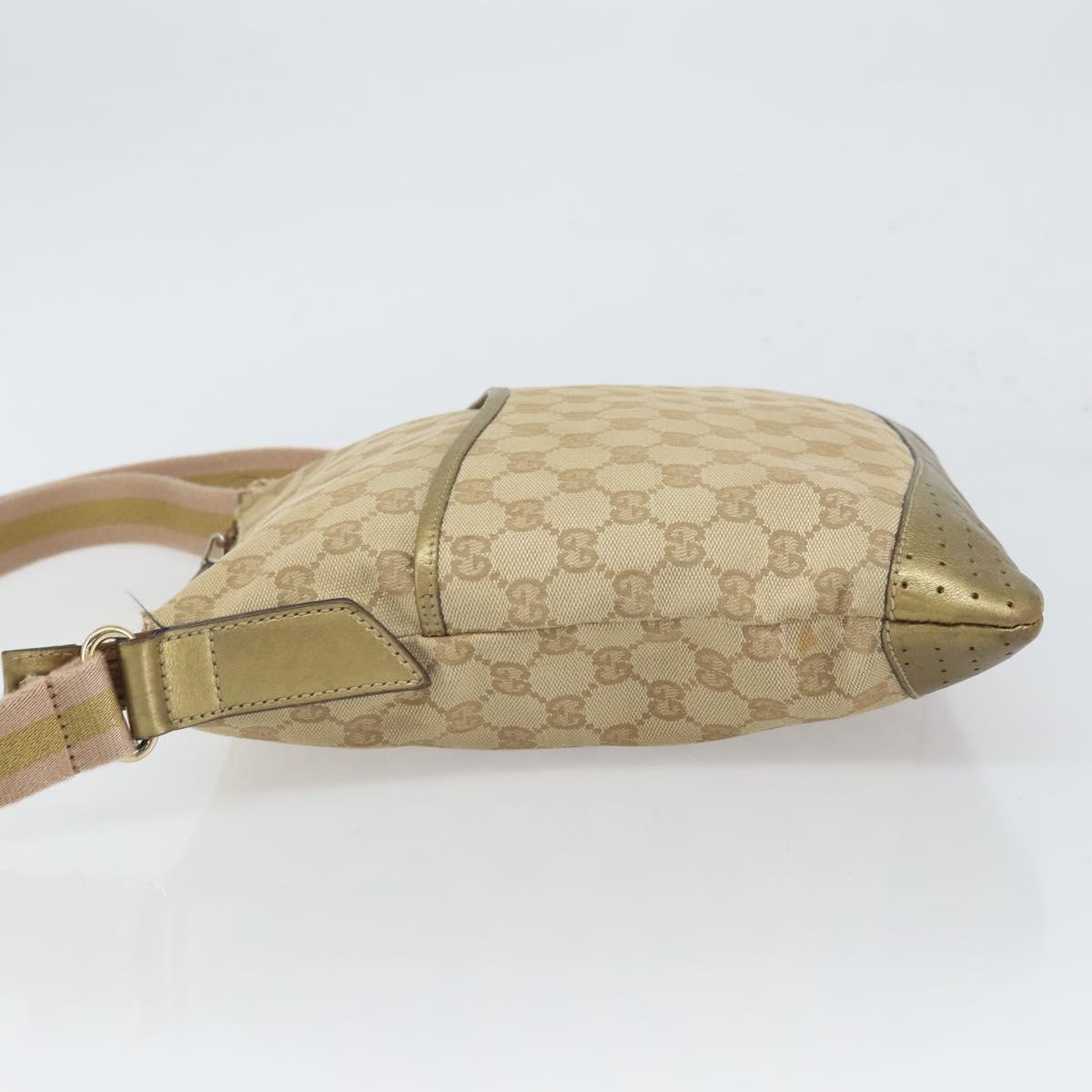 GUCCI GG Canvas Shoulder Bag Beige Gold 145857 Auth gh1654