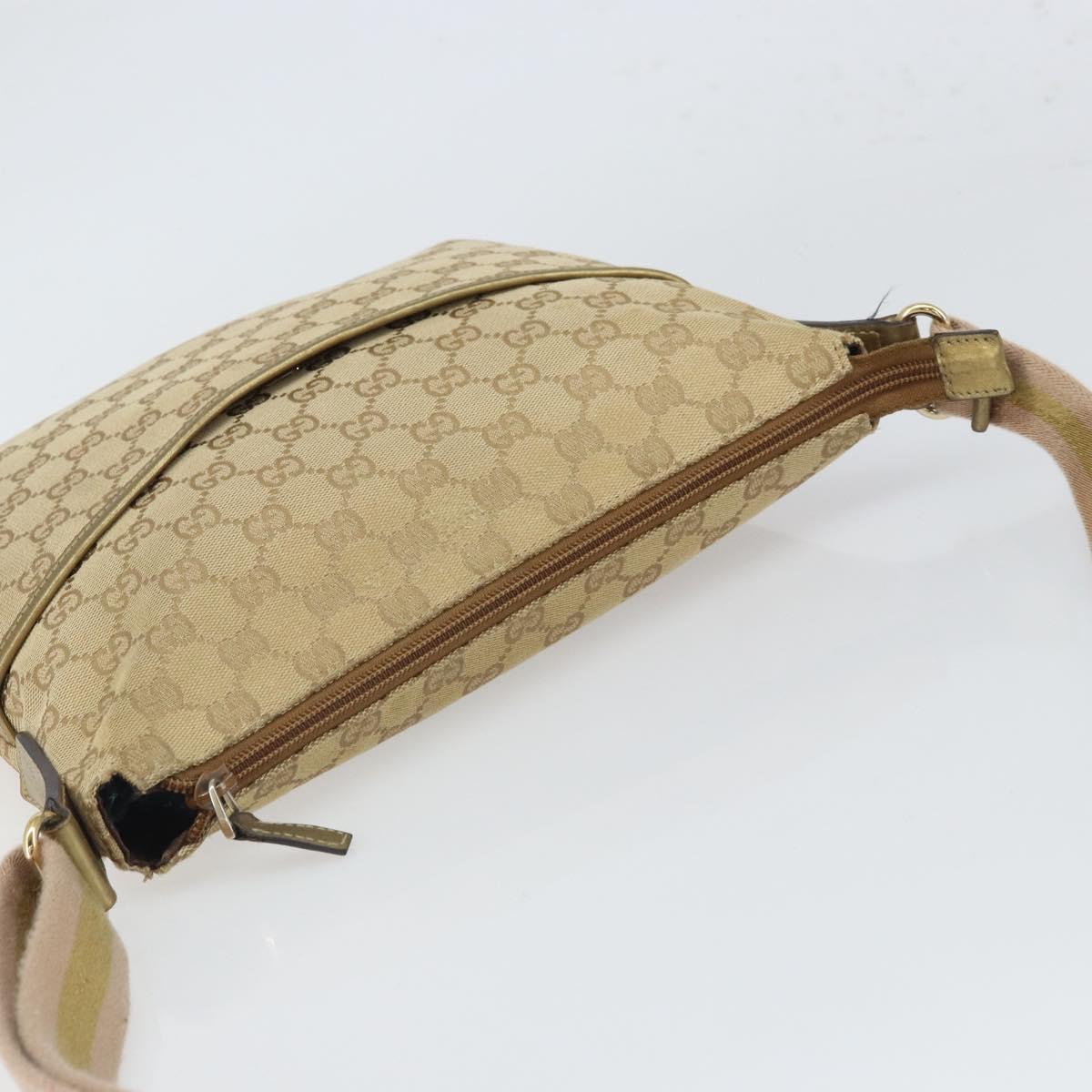 GUCCI GG Canvas Shoulder Bag Beige Gold 145857 Auth gh1654
