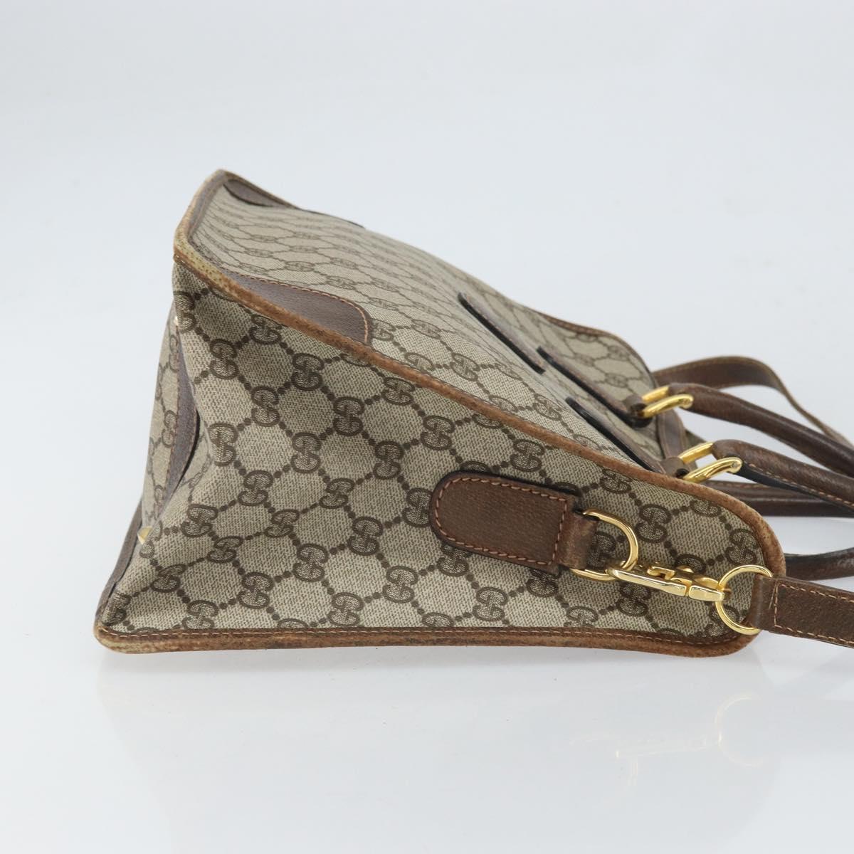 GUCCI GG Supreme Sherry Line Hand Bag PVC 2way Beige Gold Auth gh1655