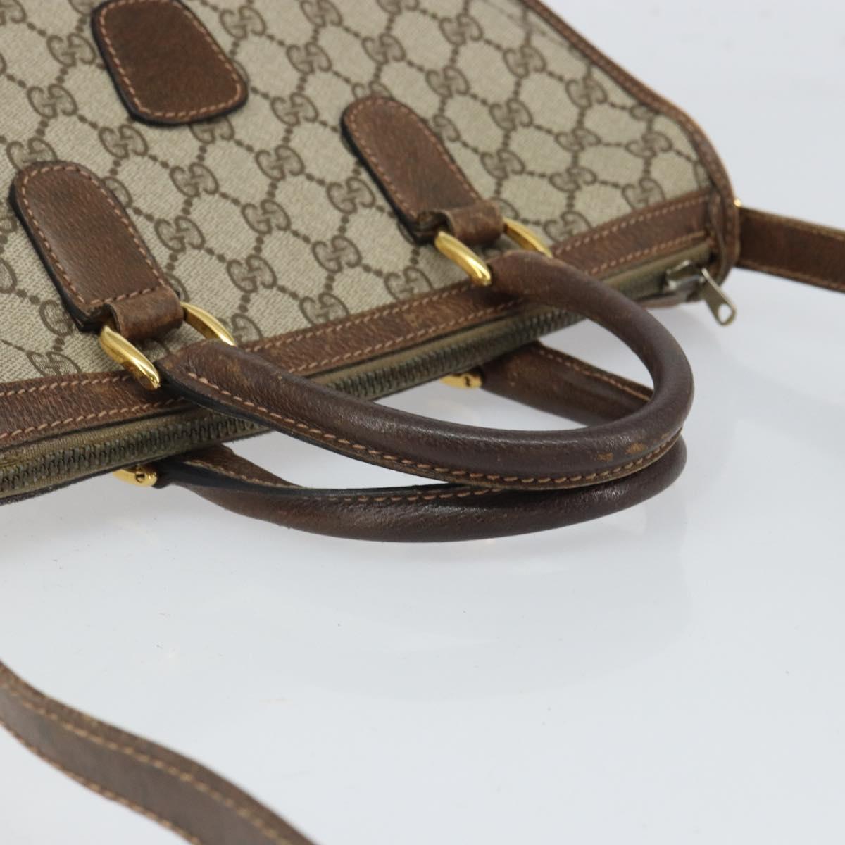 GUCCI GG Supreme Sherry Line Hand Bag PVC 2way Beige Gold Auth gh1655