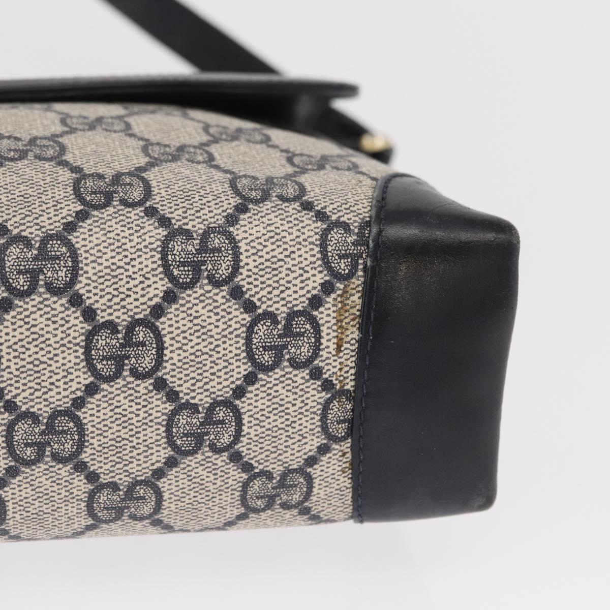 GUCCI GG Supreme Shoulder Bag PVC Navy Gold Auth gh1657