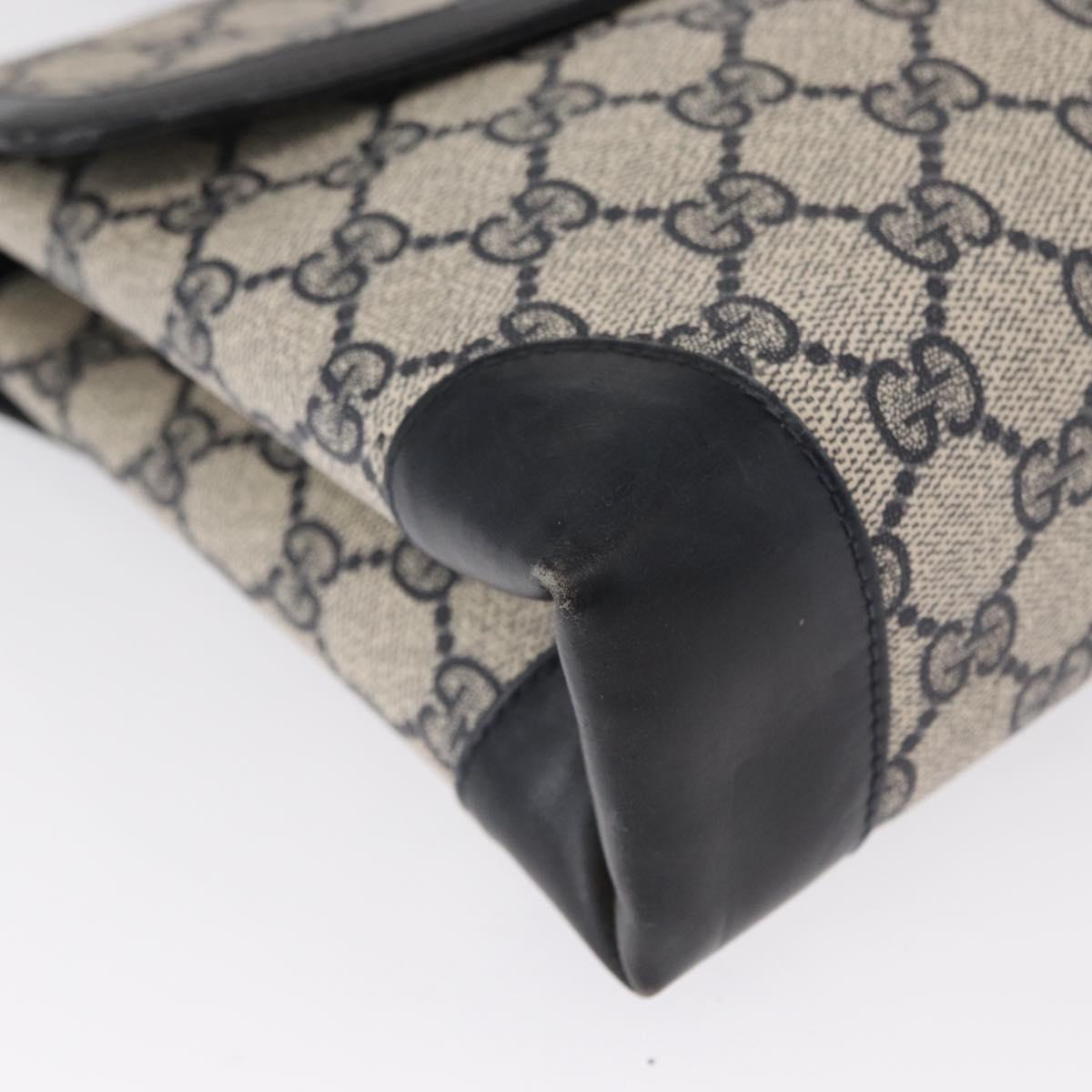 GUCCI GG Supreme Shoulder Bag PVC Navy Gold Auth gh1657