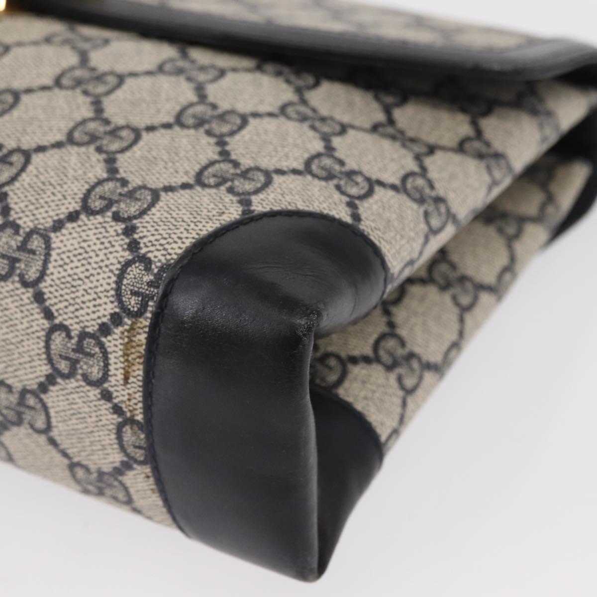 GUCCI GG Supreme Shoulder Bag PVC Navy Gold Auth gh1657