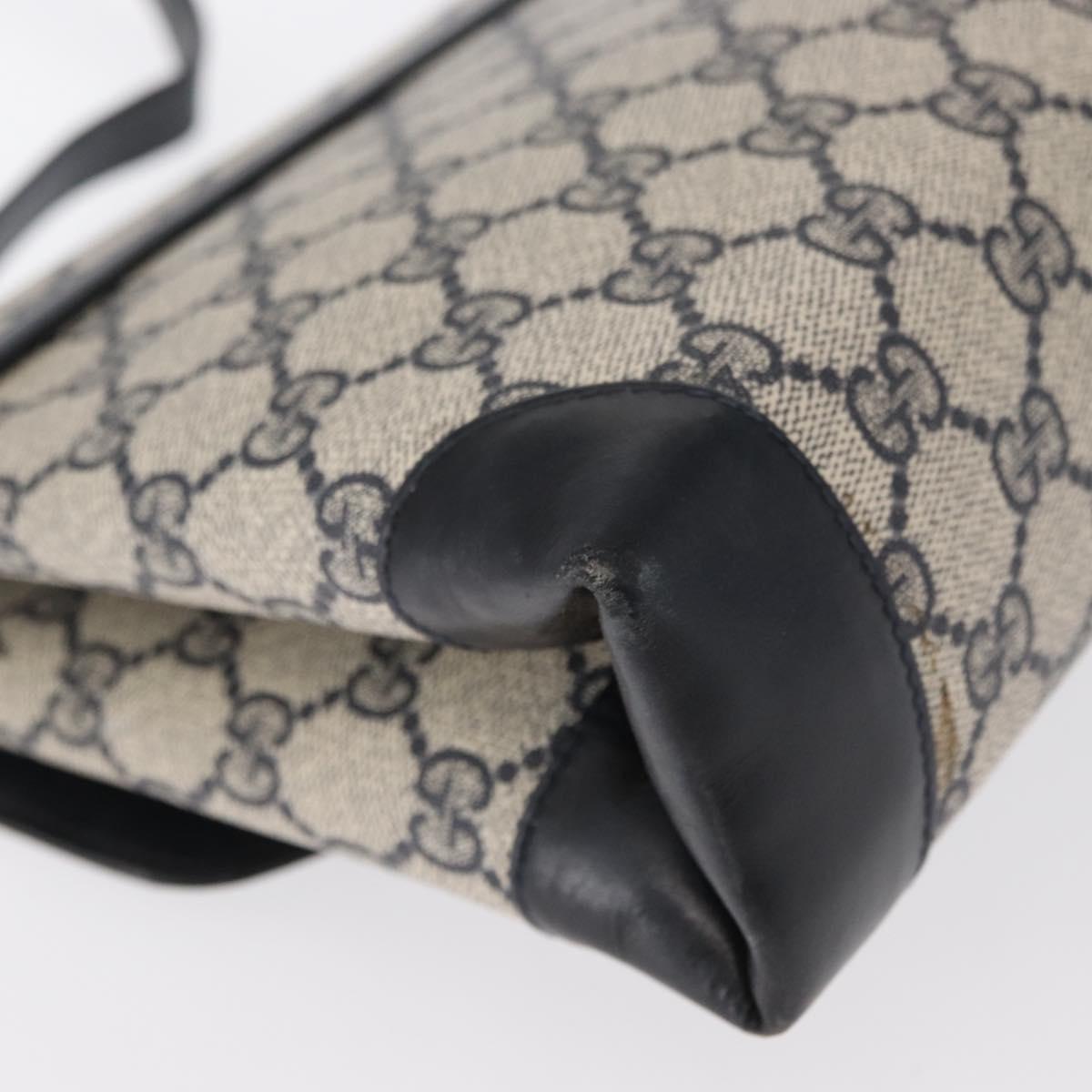 GUCCI GG Supreme Shoulder Bag PVC Navy Gold Auth gh1657