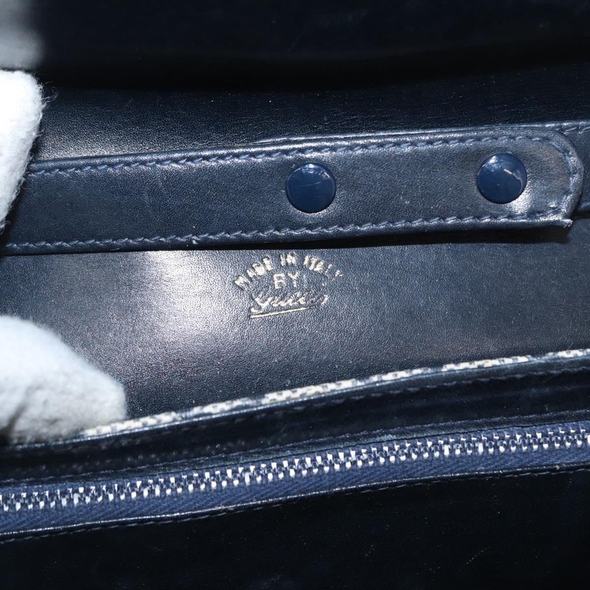 GUCCI GG Supreme Shoulder Bag PVC Navy Gold Auth gh1657