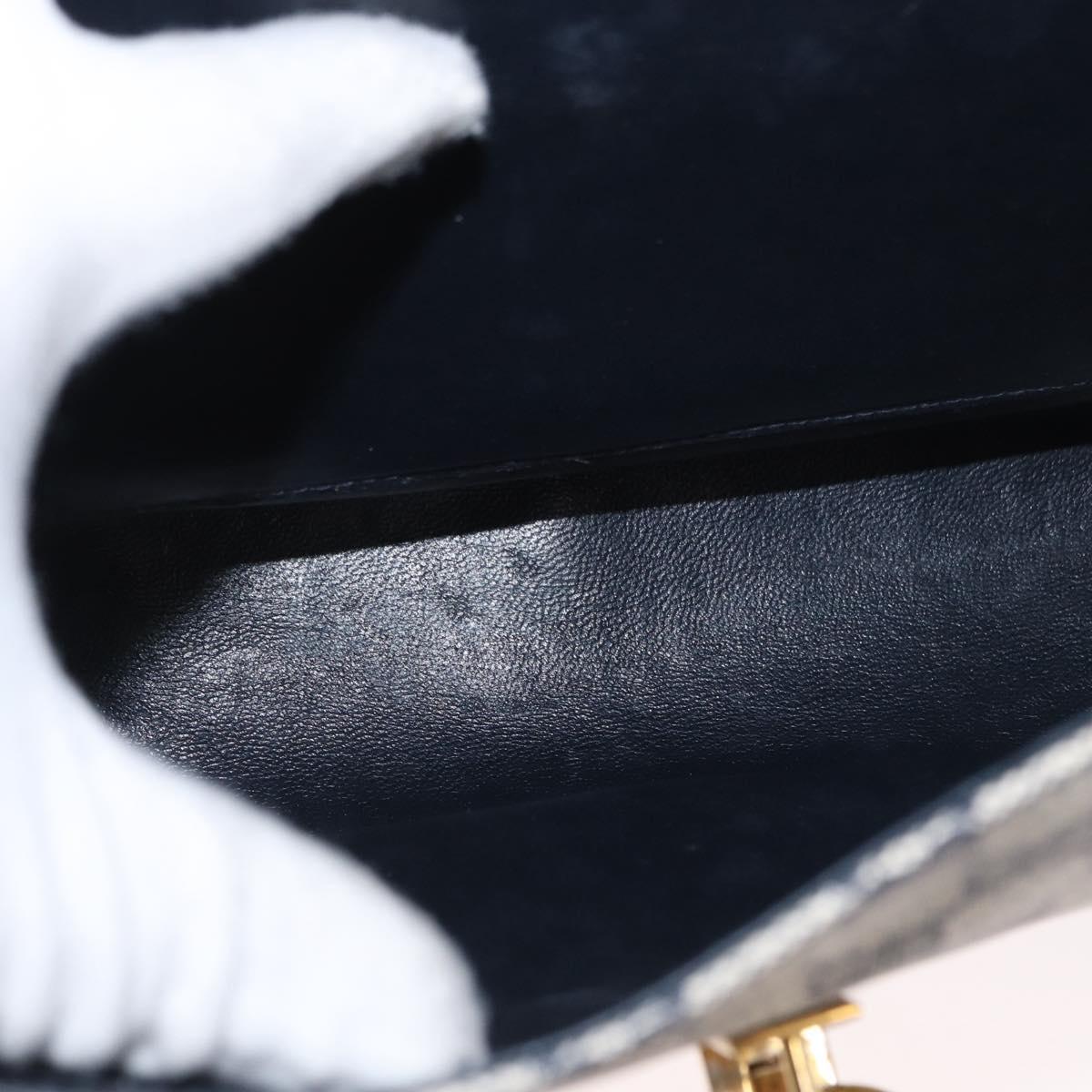 GUCCI GG Supreme Shoulder Bag PVC Navy Gold Auth gh1657