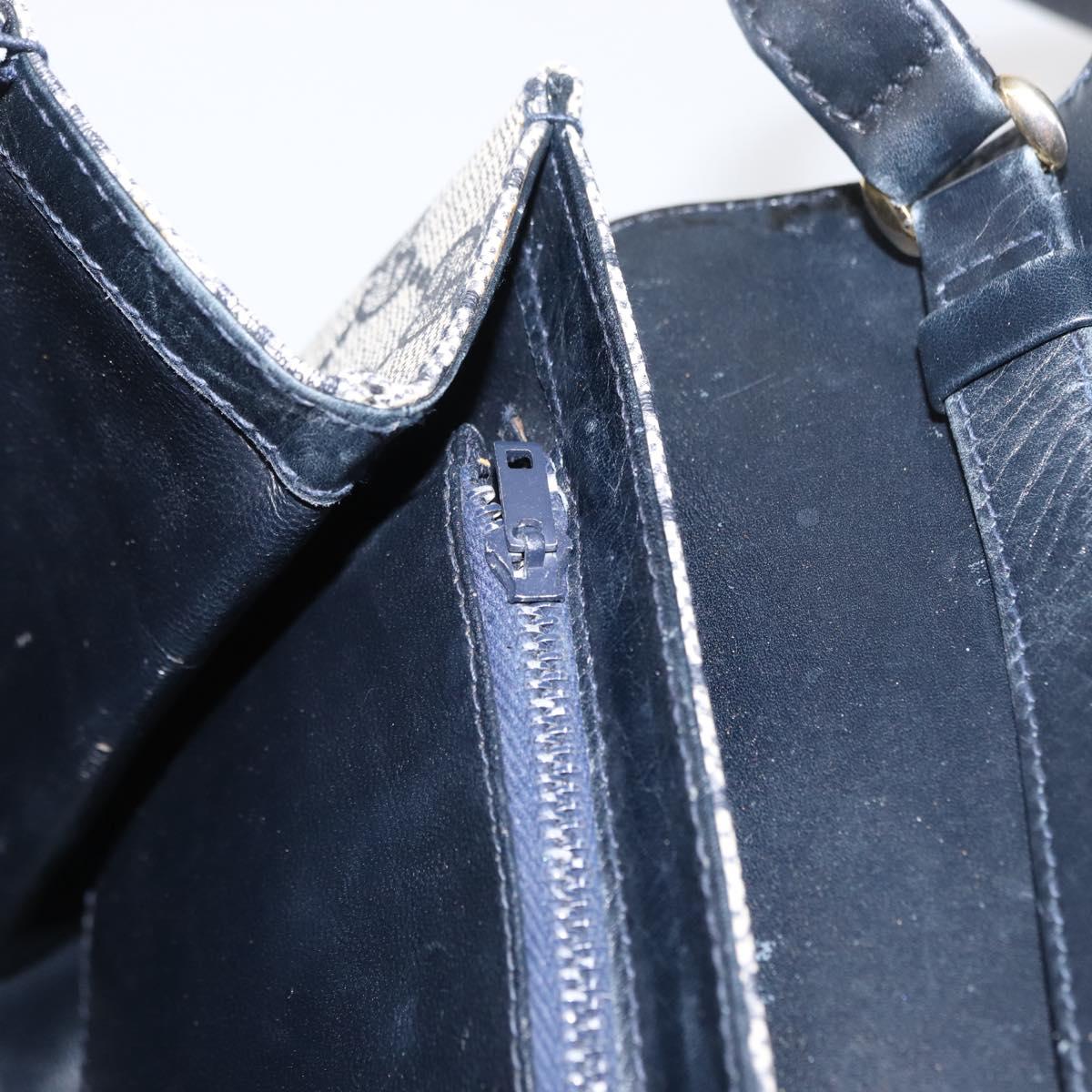 GUCCI GG Supreme Shoulder Bag PVC Navy Gold Auth gh1657