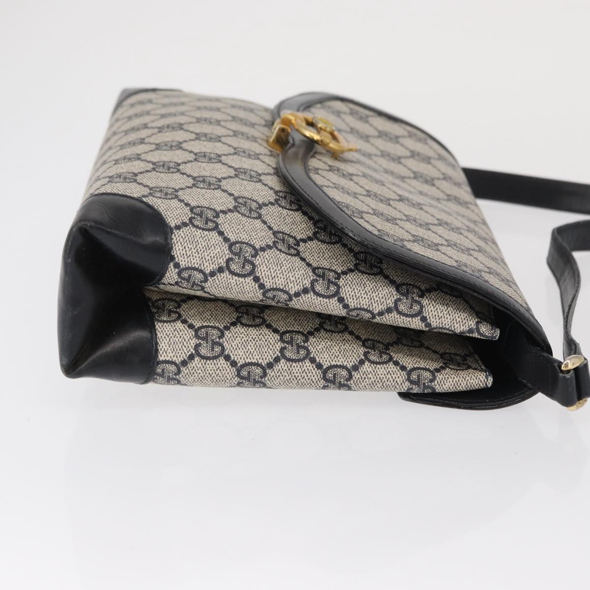 GUCCI GG Supreme Shoulder Bag PVC Navy Gold Auth gh1657