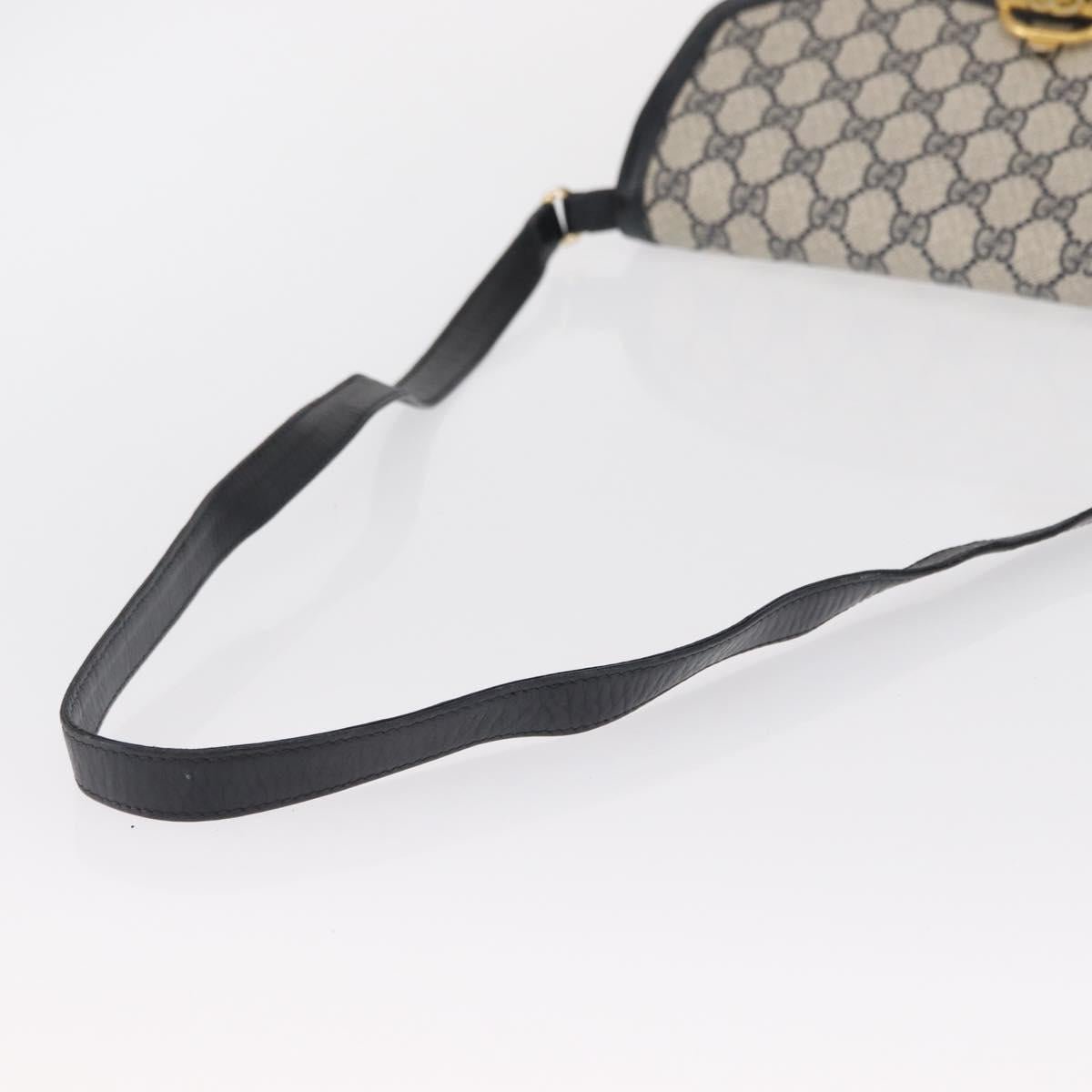 GUCCI GG Supreme Shoulder Bag PVC Navy Gold Auth gh1657