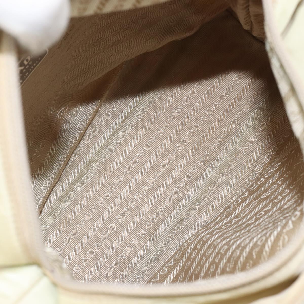 PRADA Tote Bag Nylon Beige Silver Auth gh1662
