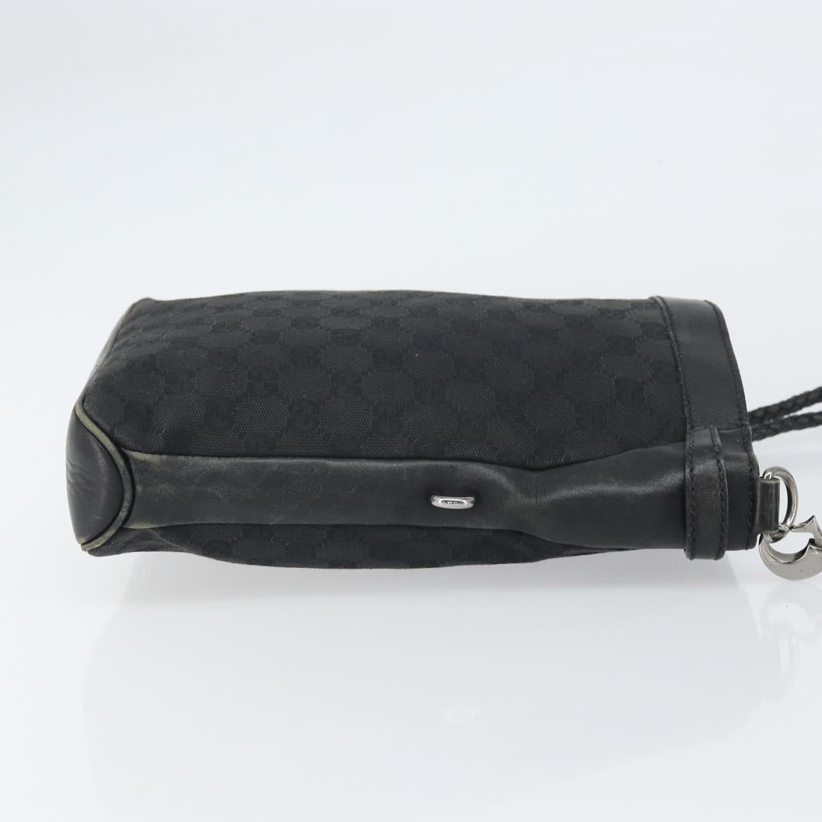 GUCCI GG Canvas Shoulder Bag Black Silver 109106 Auth gh1665
