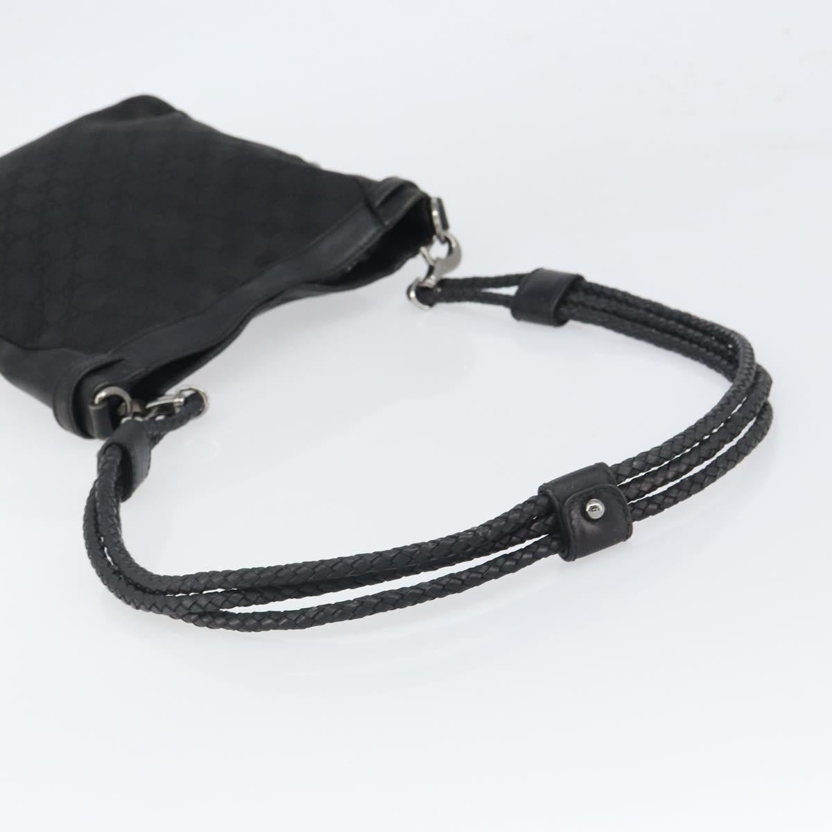 GUCCI GG Canvas Shoulder Bag Black Silver 109106 Auth gh1665