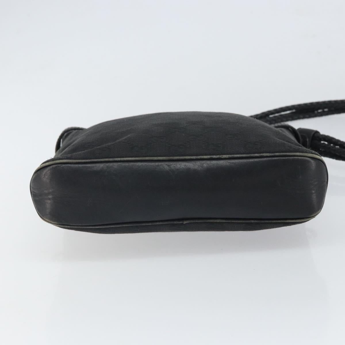 GUCCI GG Canvas Shoulder Bag Black Silver 109106 Auth gh1665