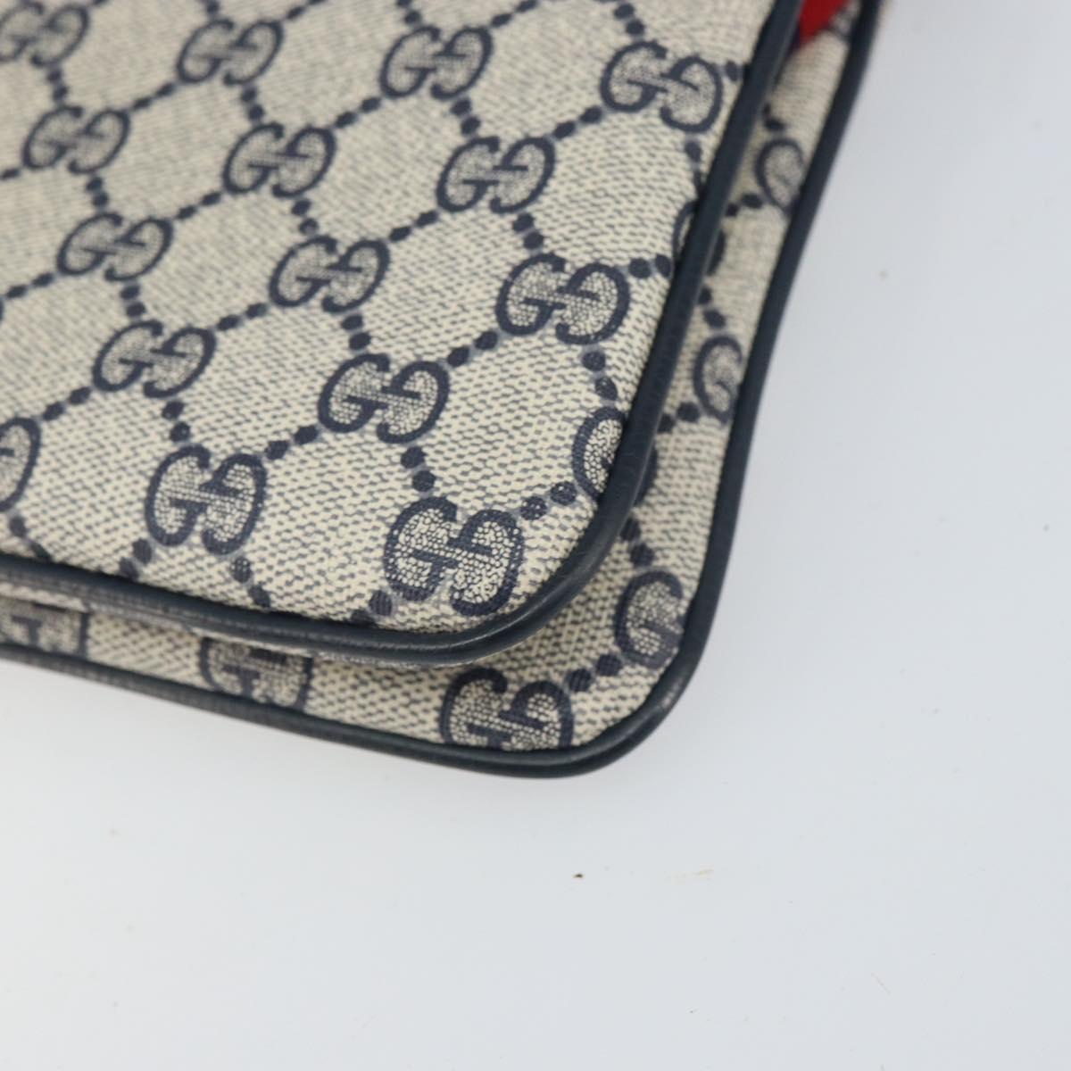GUCCI GG Supreme Sherry Line Shoulder Bag PVC Navy Gold 904 02 035 Auth gh1666