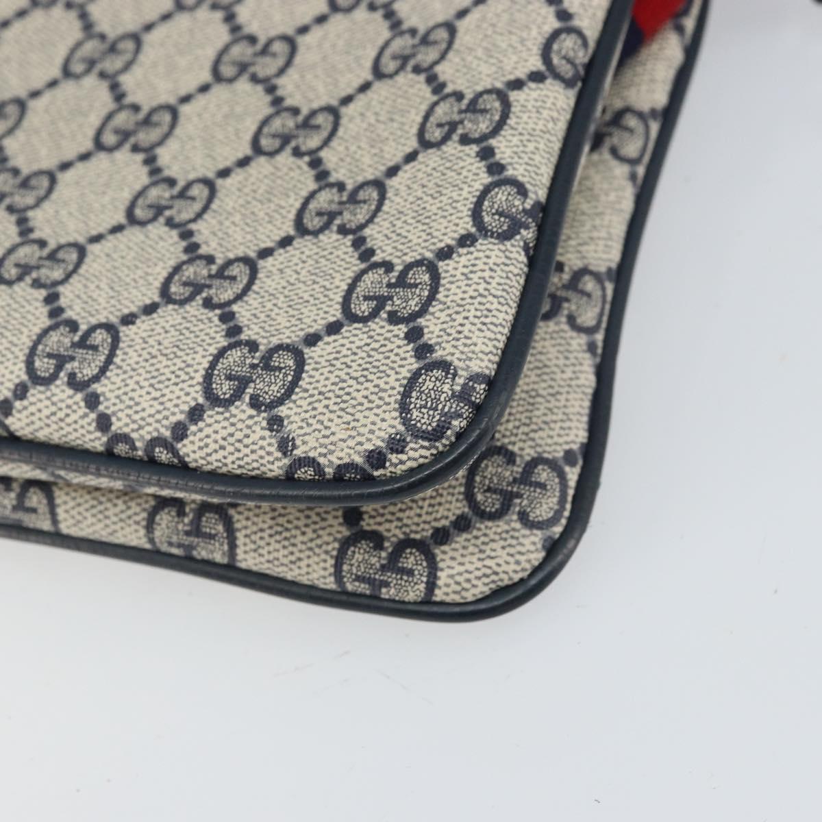 GUCCI GG Supreme Sherry Line Shoulder Bag PVC Navy Gold 904 02 035 Auth gh1666