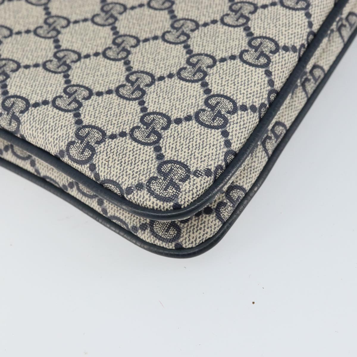 GUCCI GG Supreme Sherry Line Shoulder Bag PVC Navy Gold 904 02 035 Auth gh1666