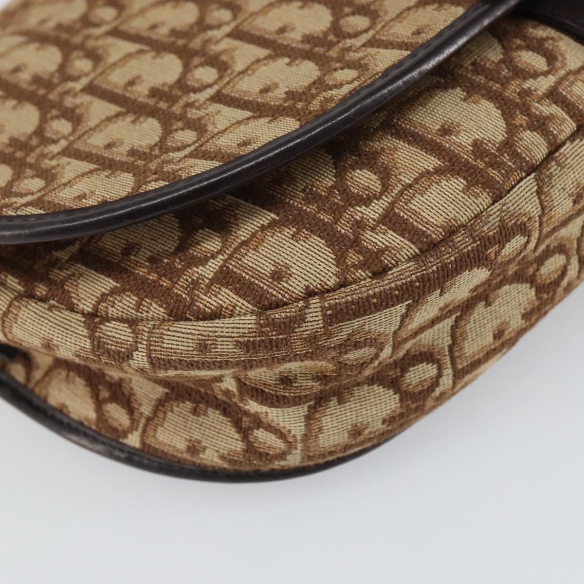 Christian Dior Trotter Canvas Shoulder Bag Brown Gold Auth gh1667