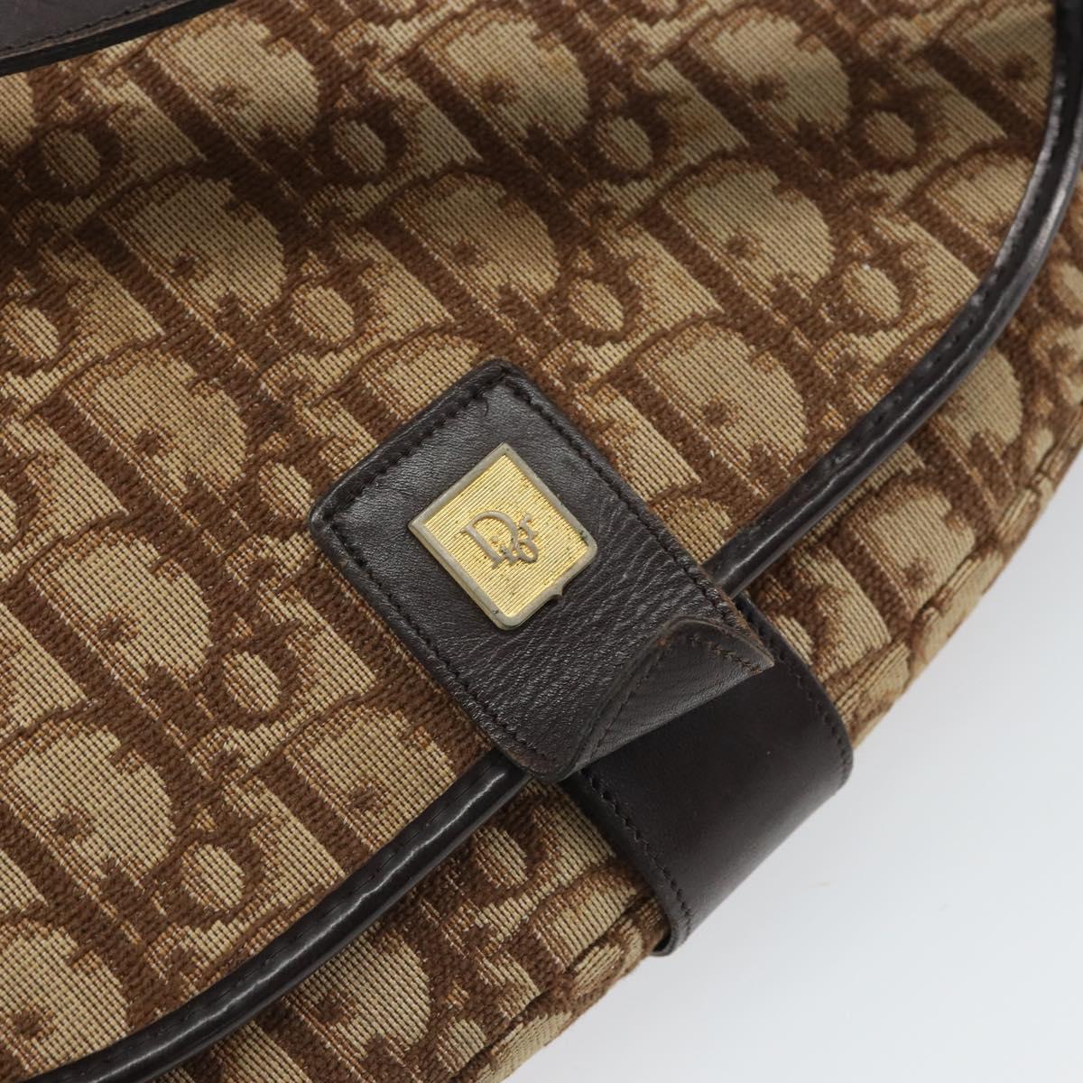Christian Dior Trotter Canvas Shoulder Bag Brown Gold Auth gh1667