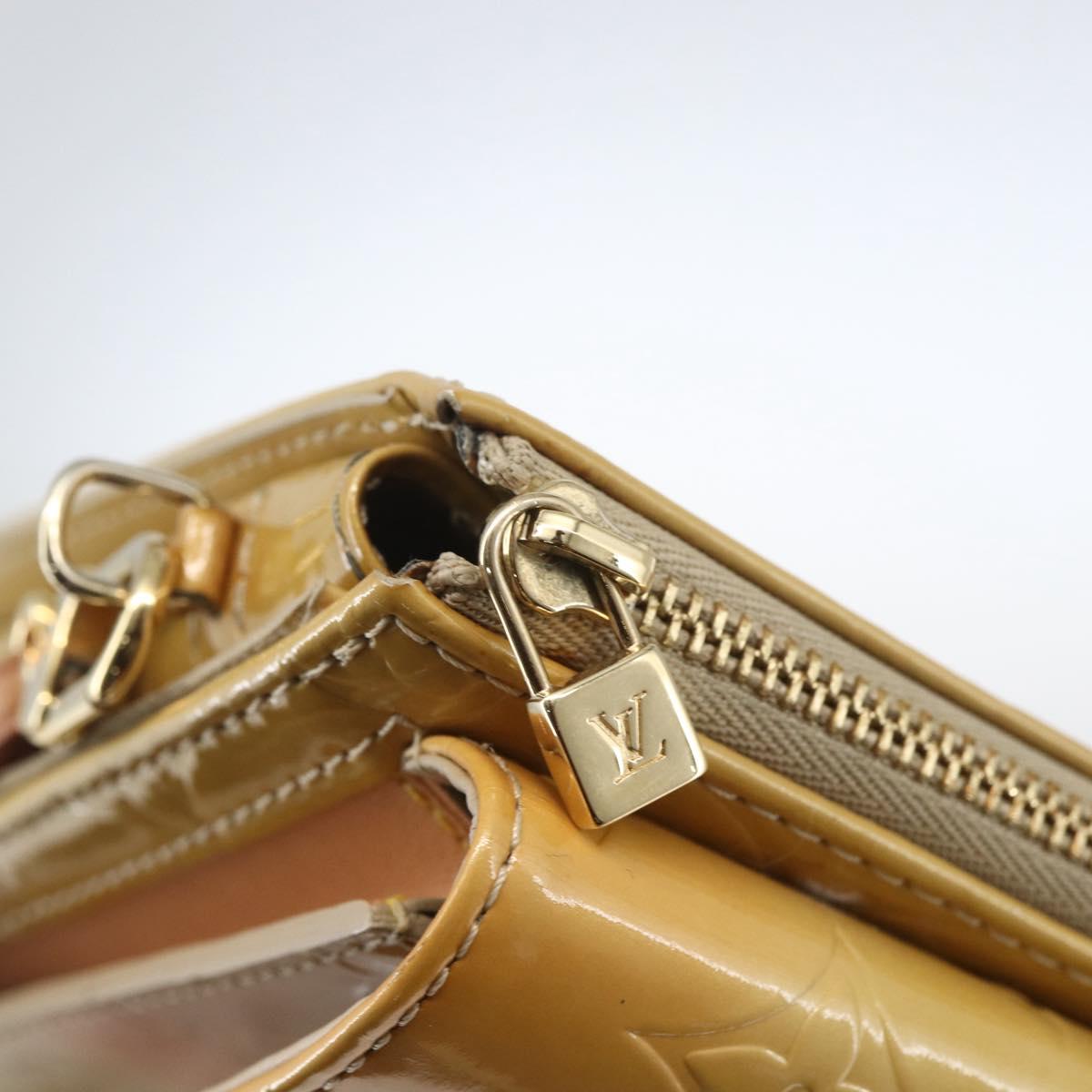 LOUIS VUITTON Monogram Vernis Motto Accessory Pouch Beige M91136 LV Auth gh1669