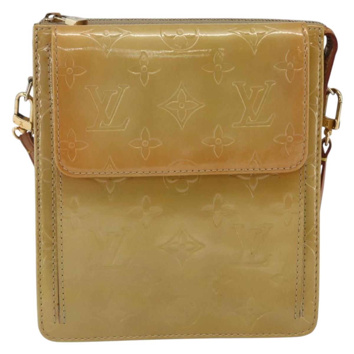 LOUIS VUITTON Monogram Vernis Motto Accessory Pouch Beige M91136 LV Auth gh1669