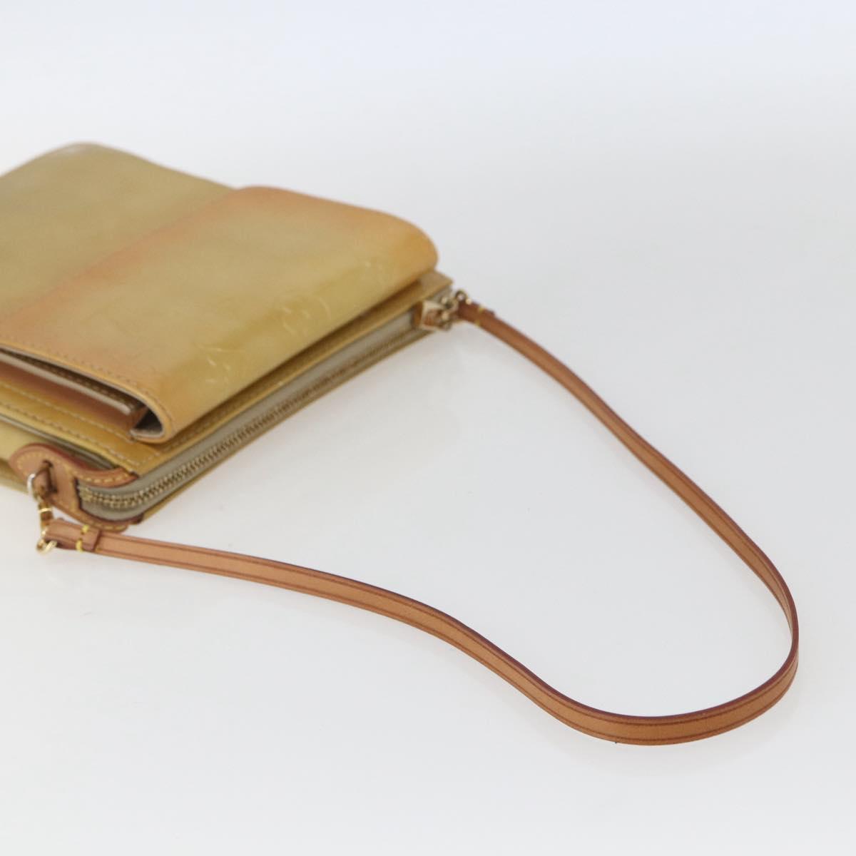 LOUIS VUITTON Monogram Vernis Motto Accessory Pouch Beige M91136 LV Auth gh1669