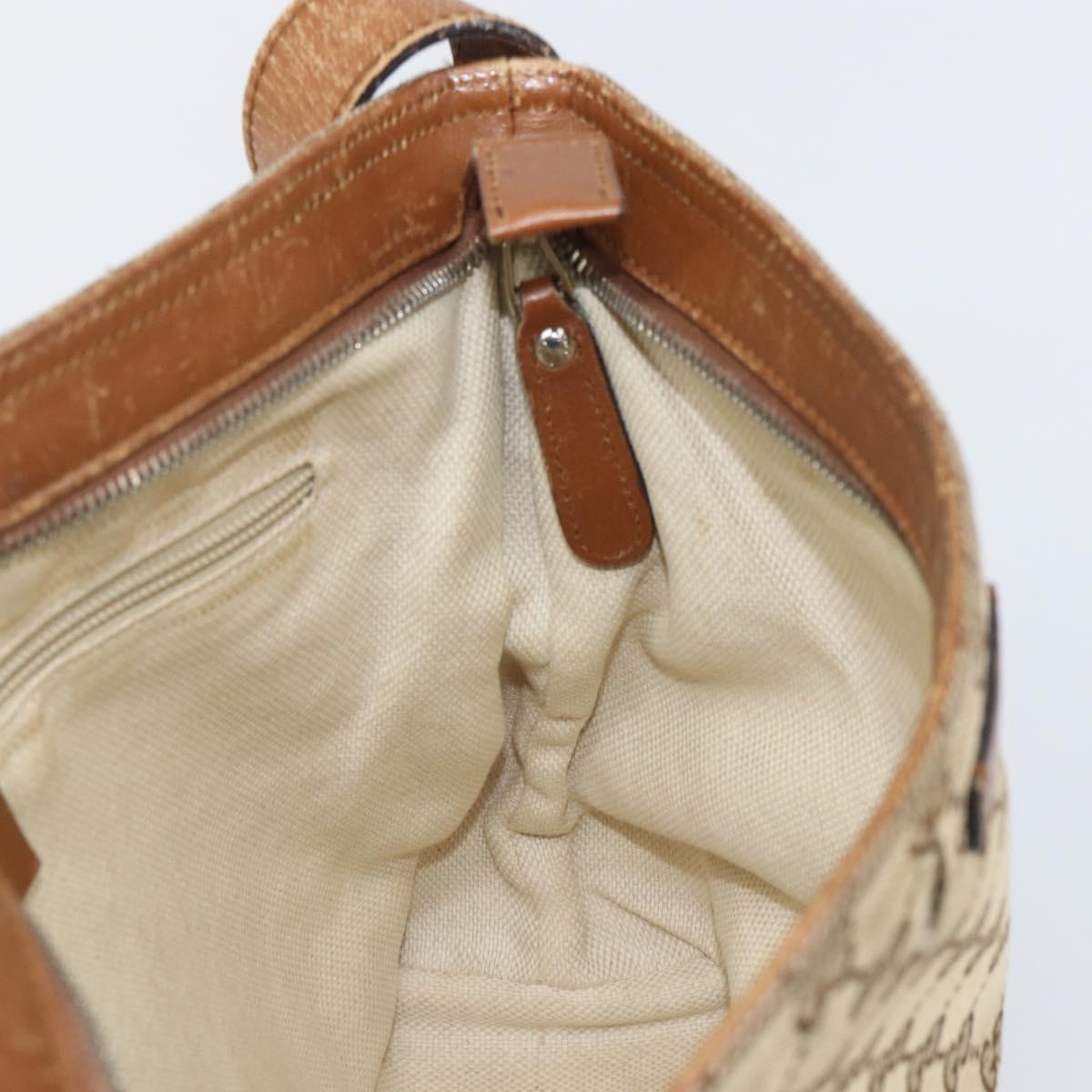 GUCCI GG Canvas Web Sherry Line Shoulder Bag Beige Gold 337598 Auth gh1670
