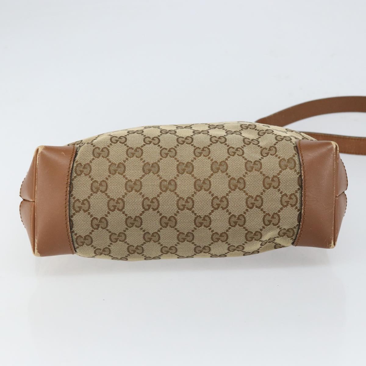 GUCCI GG Canvas Web Sherry Line Shoulder Bag Beige Gold 337598 Auth gh1670