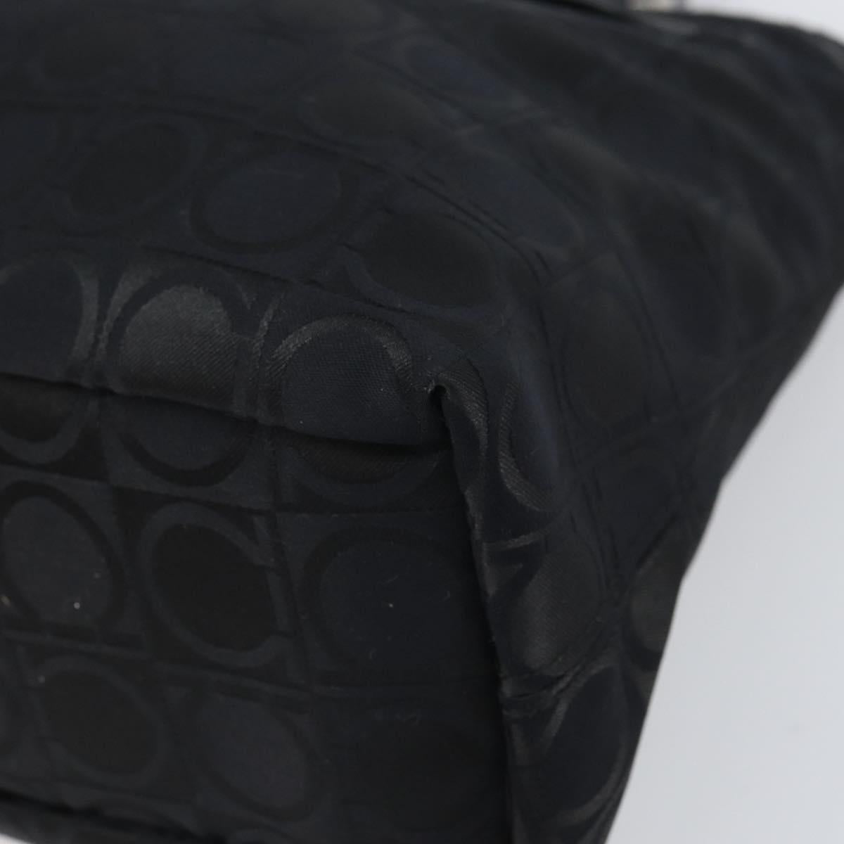 Salvatore Ferragamo Gancini Tote Bag Nylon Black Silver Auth gh1671