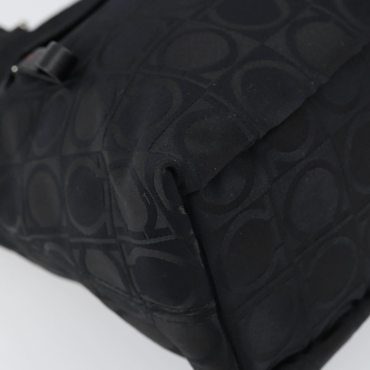 Salvatore Ferragamo Gancini Tote Bag Nylon Black Silver Auth gh1671