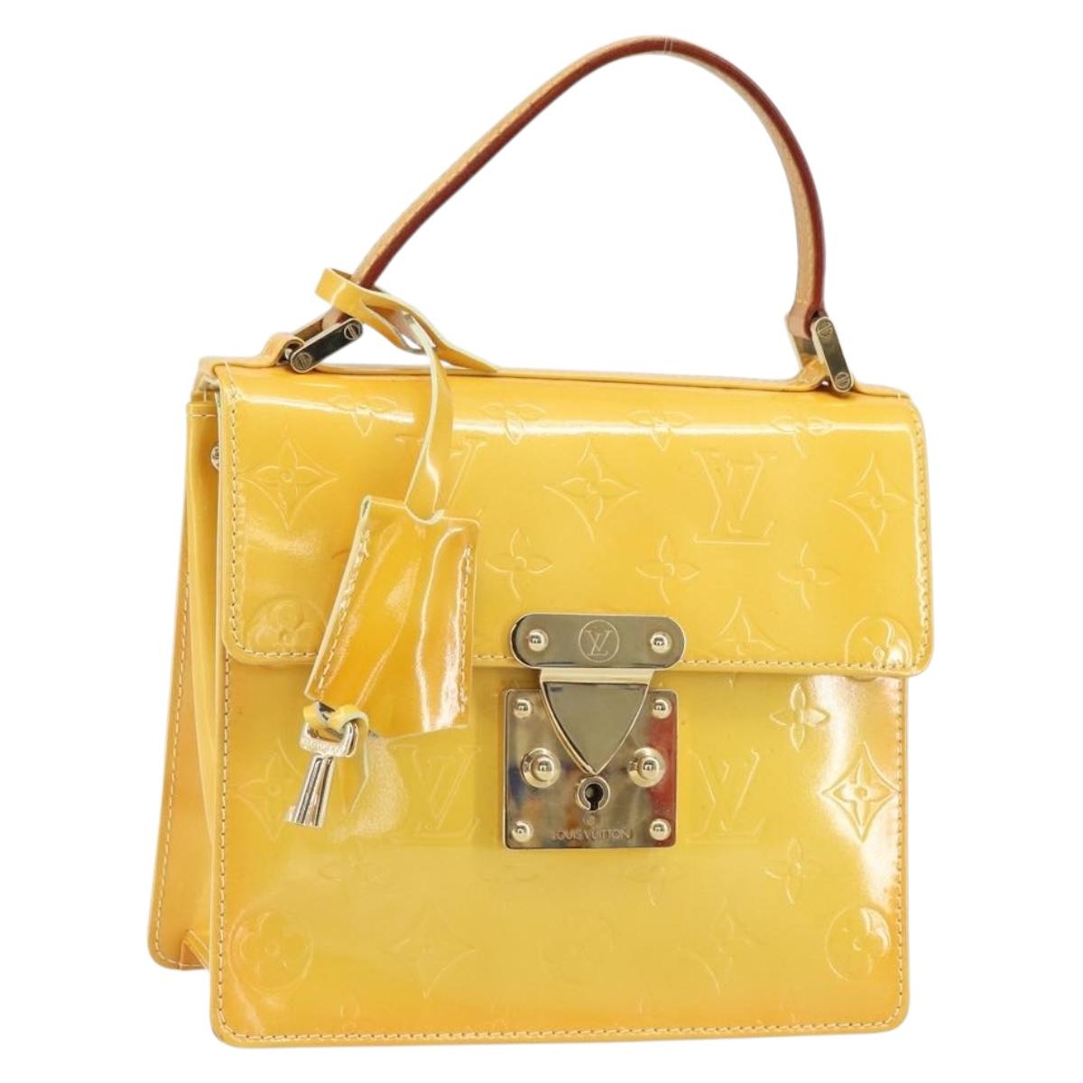 LOUIS VUITTON Monogram Vernis Spring Street Bag Lime Yellow M91068 Auth gh1681
