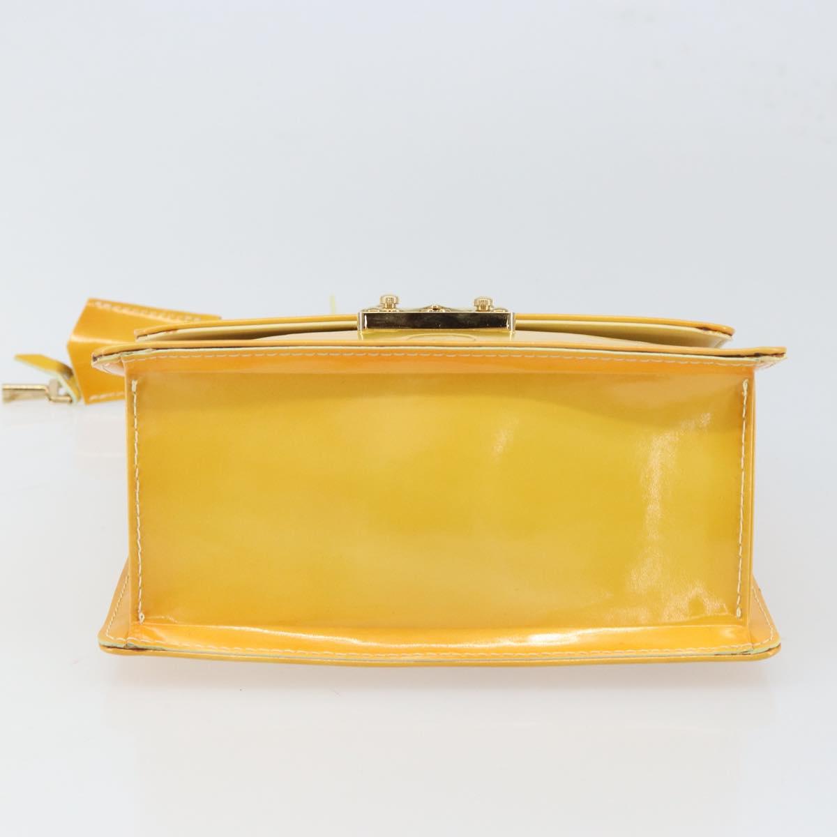 LOUIS VUITTON Monogram Vernis Spring Street Bag Lime Yellow M91068 Auth gh1681