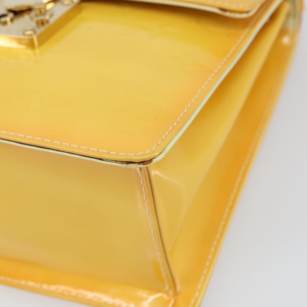 LOUIS VUITTON Monogram Vernis Spring Street Bag Lime Yellow M91068 Auth gh1681