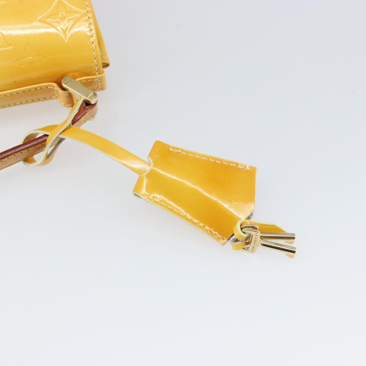 LOUIS VUITTON Monogram Vernis Spring Street Bag Lime Yellow M91068 Auth gh1681