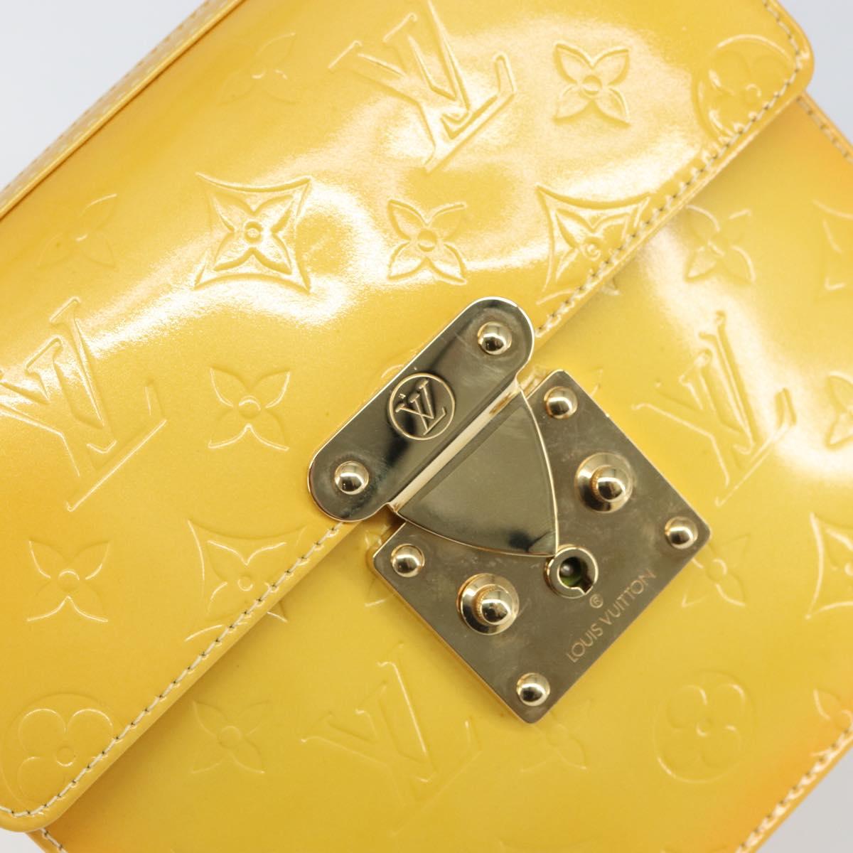 LOUIS VUITTON Monogram Vernis Spring Street Bag Lime Yellow M91068 Auth gh1681