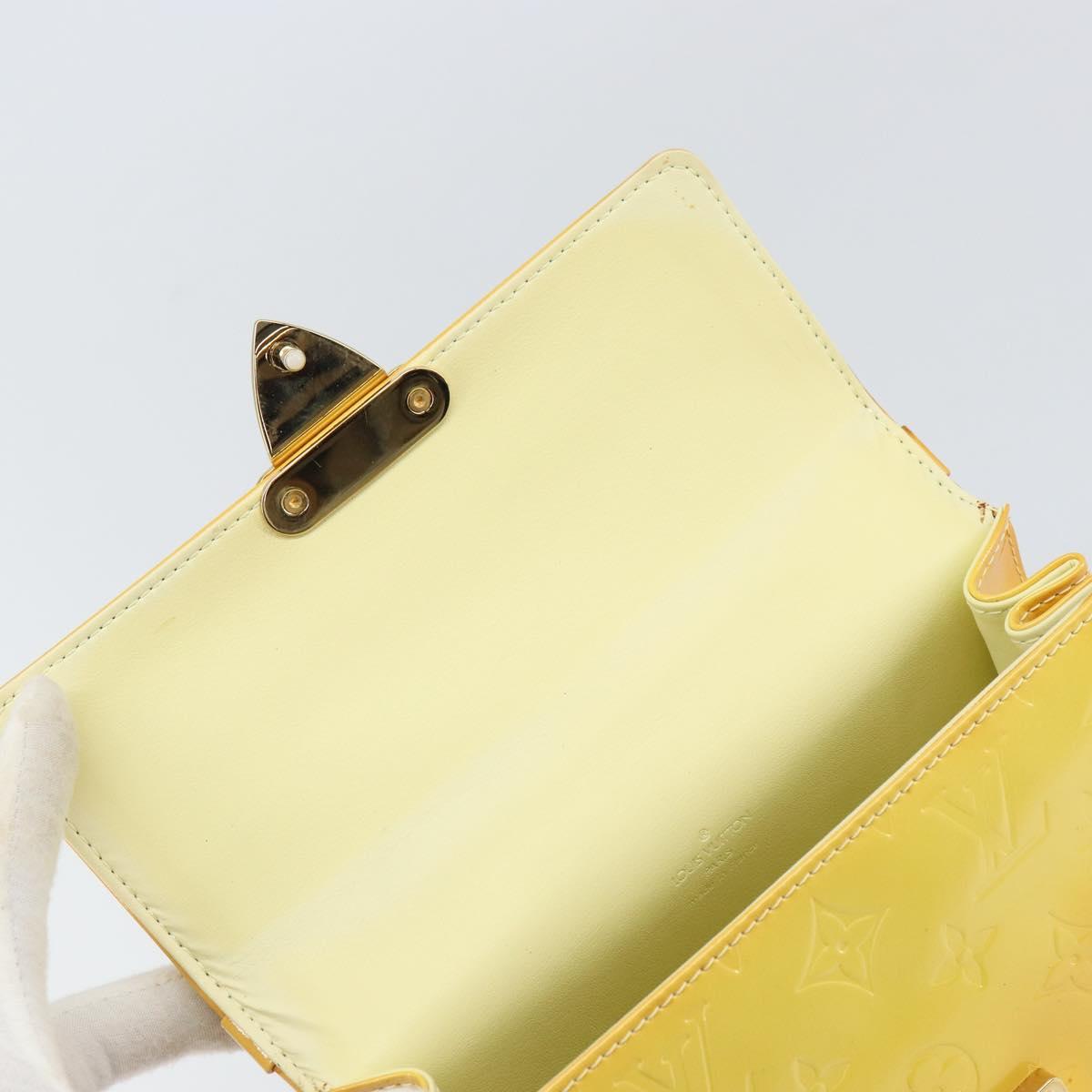 LOUIS VUITTON Monogram Vernis Spring Street Bag Lime Yellow M91068 Auth gh1681
