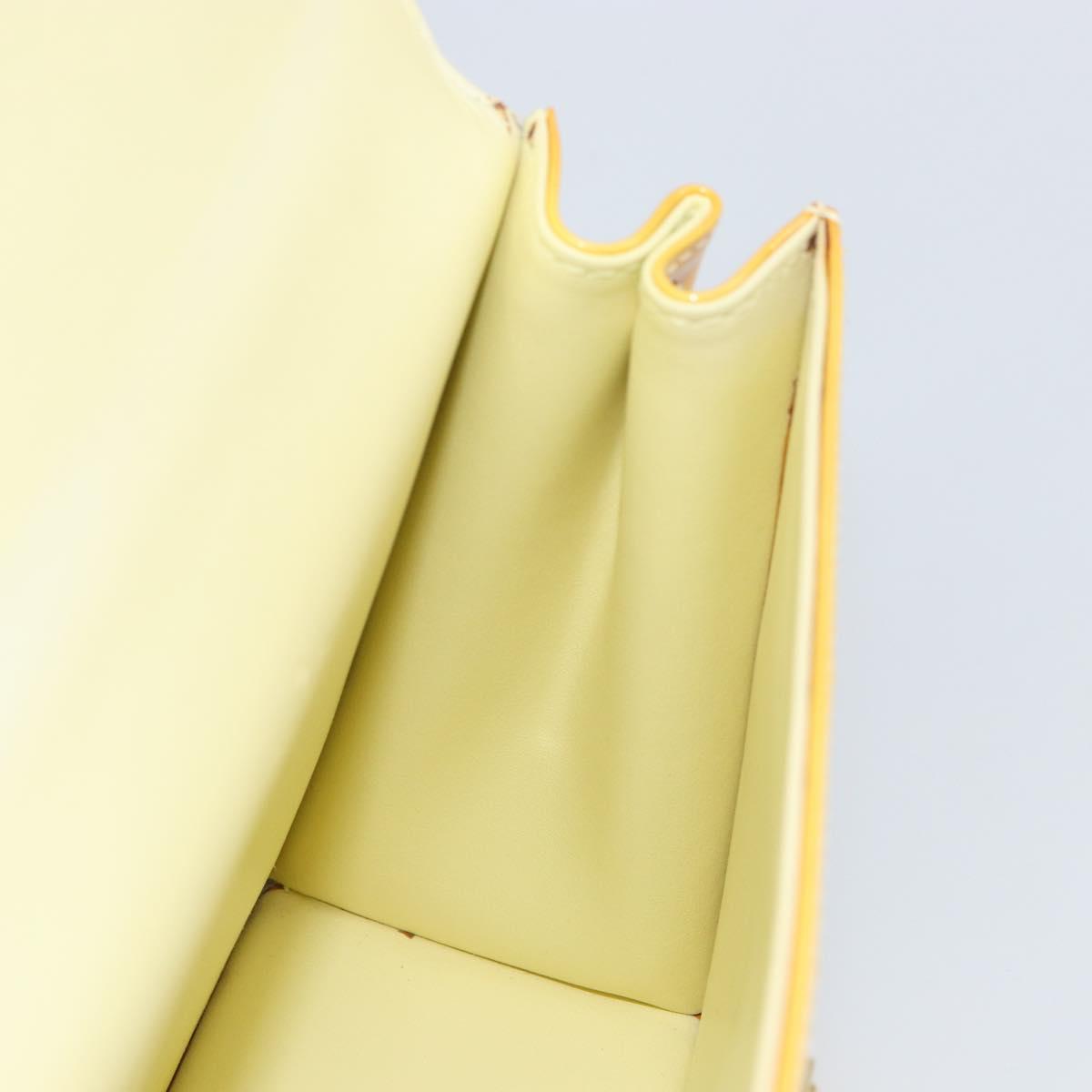 LOUIS VUITTON Monogram Vernis Spring Street Bag Lime Yellow M91068 Auth gh1681