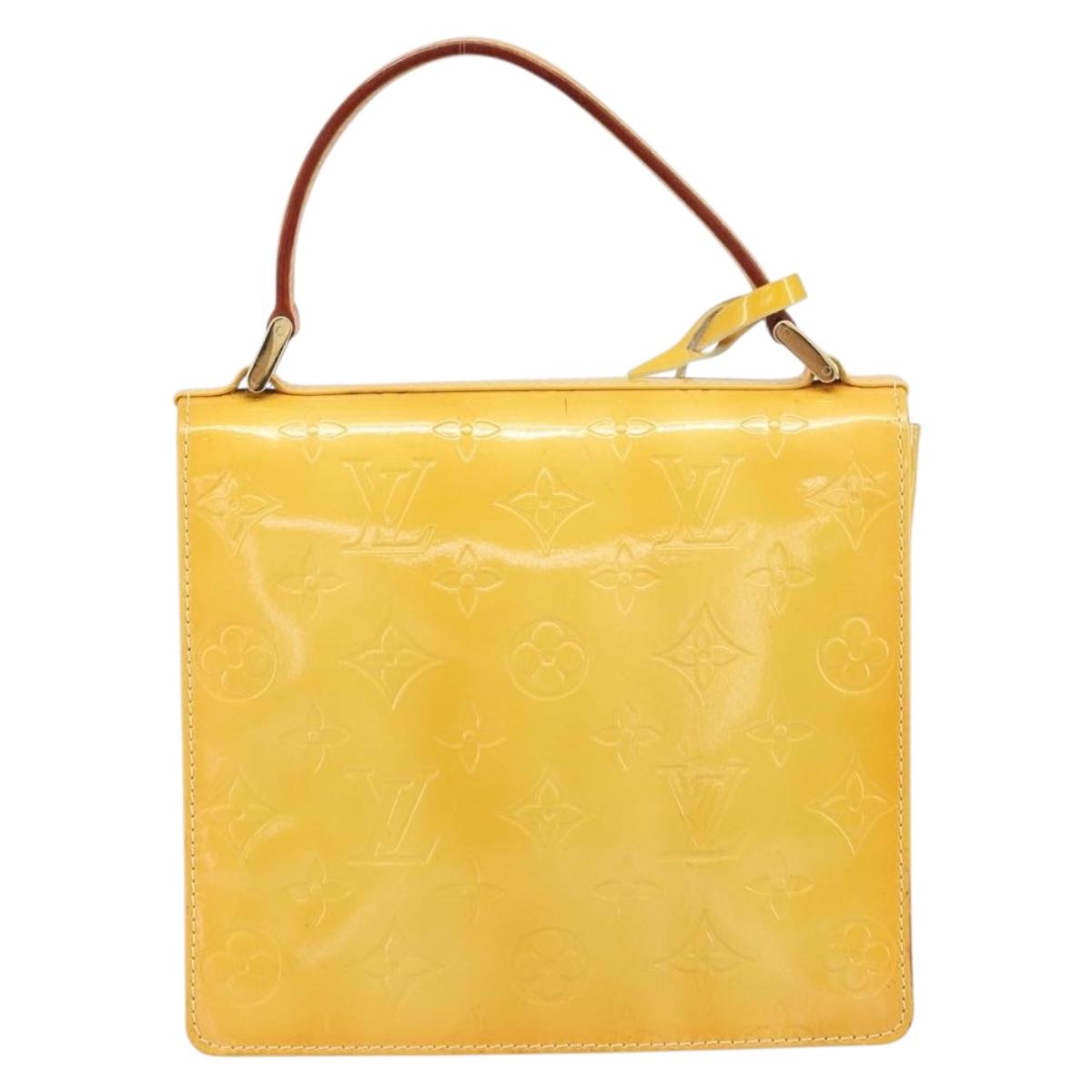 LOUIS VUITTON Monogram Vernis Spring Street Bag Lime Yellow M91068 Auth gh1681