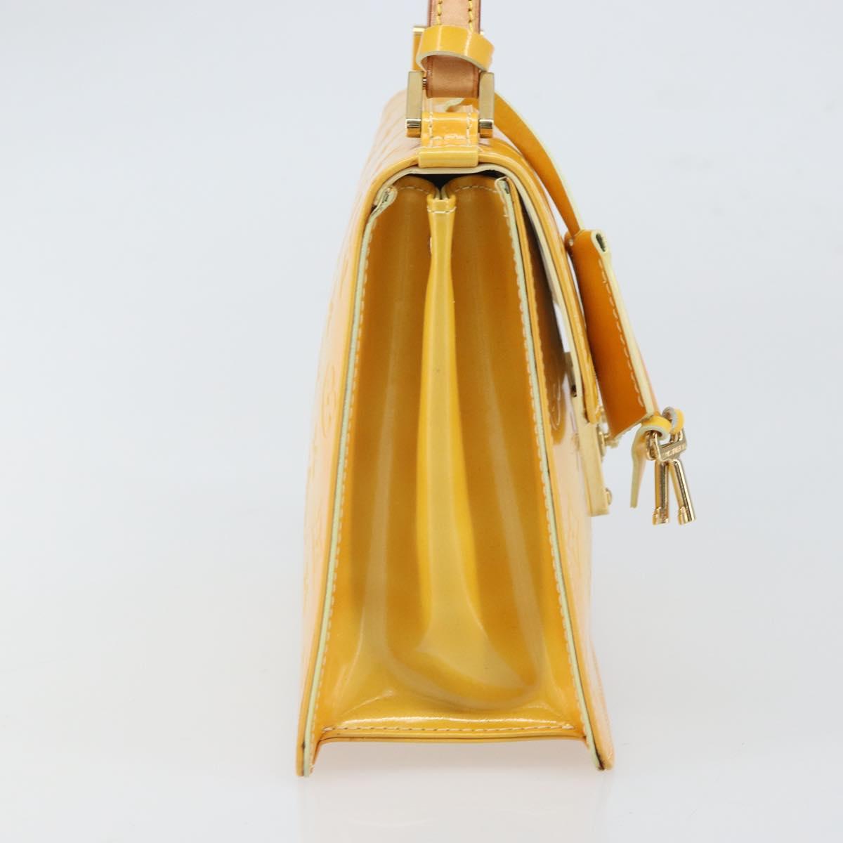 LOUIS VUITTON Monogram Vernis Spring Street Bag Lime Yellow M91068 Auth gh1681