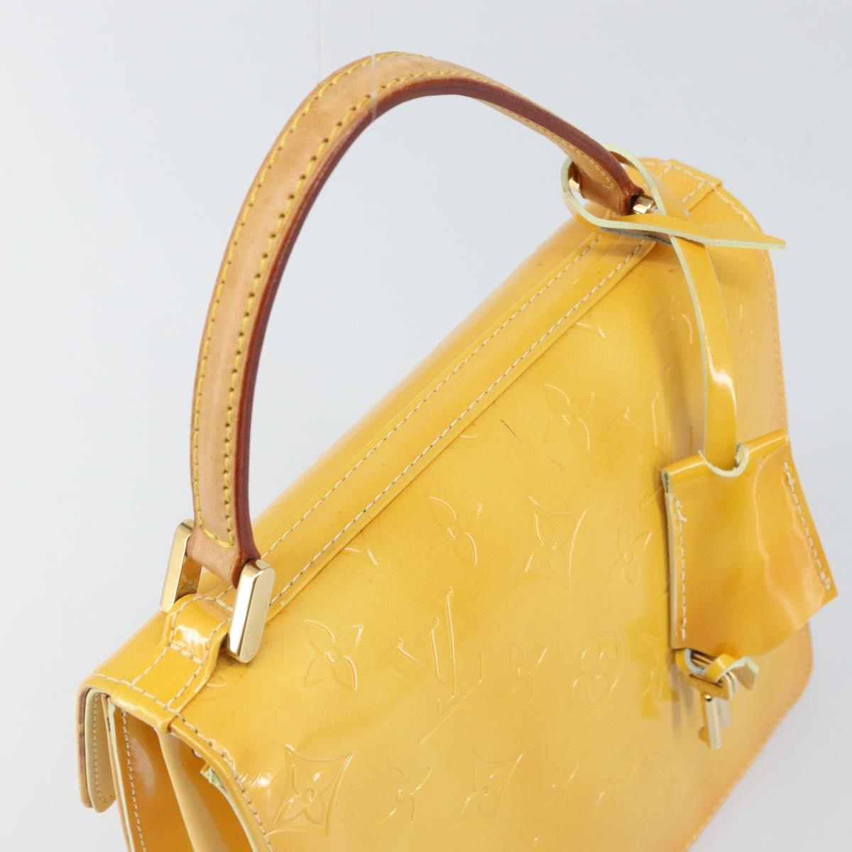 LOUIS VUITTON Monogram Vernis Spring Street Bag Lime Yellow M91068 Auth gh1681