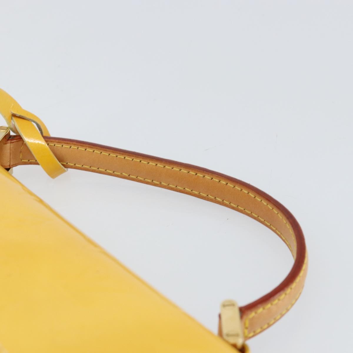 LOUIS VUITTON Monogram Vernis Spring Street Bag Lime Yellow M91068 Auth gh1681