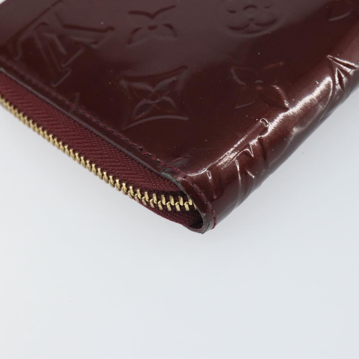 LOUIS VUITTON Monogram Vernis Zippy Wallet Rouge Favist M91536 LV Auth gh1682