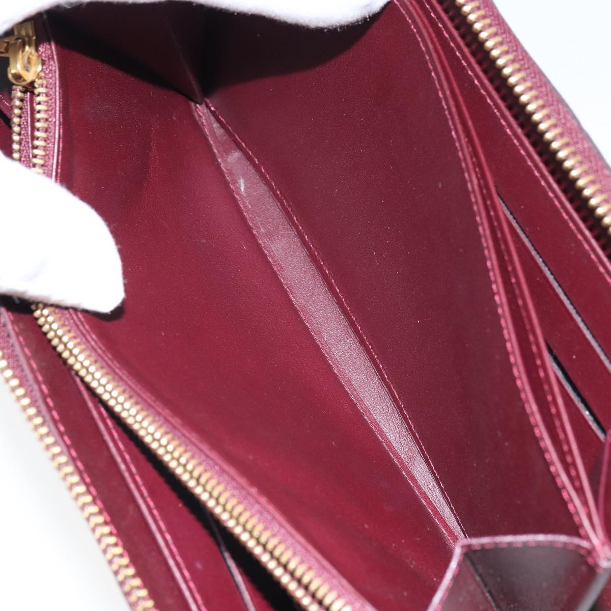 LOUIS VUITTON Monogram Vernis Zippy Wallet Rouge Favist M91536 LV Auth gh1682
